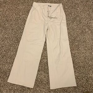 American Eagle Super High Rise Baggy Wide Leg Jeans Women's 12 Cream
